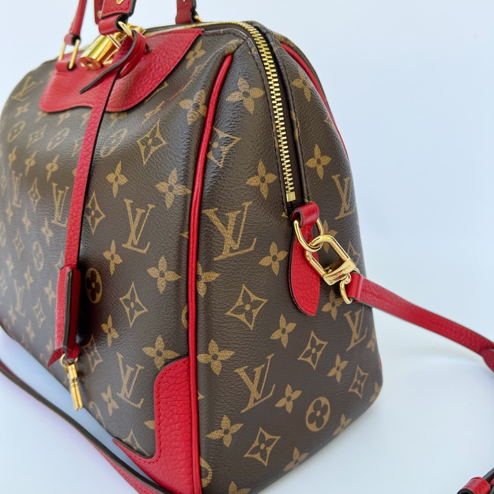 Authentic✅Louis Vuitton Retiro Monogram Red Satchel Duffle Crossbody Canvas - Picture 5 of 14